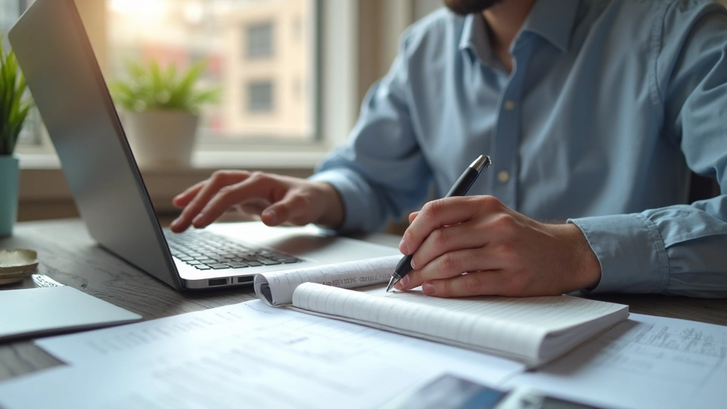 Стратегическое планирование рекламной кампании с ноутбуком и блокнотом